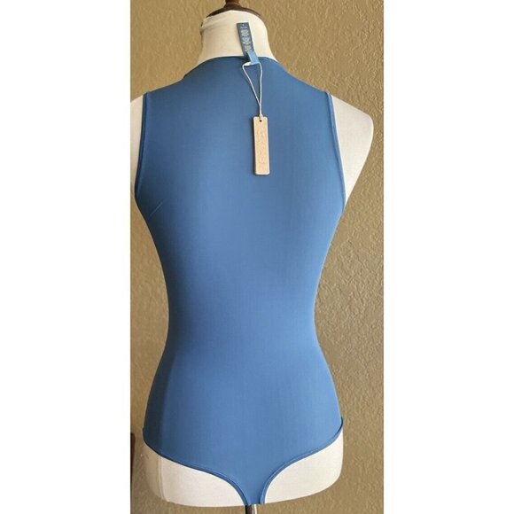 Skims Blue Jelly Sheer Crew Neck Bodysuit Sleeveless Bodysuit Deap Sea Size S - Picture 3 of 10
